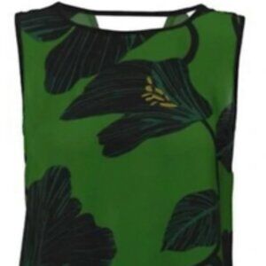 CAbi Size Large - Green Floral Sleeveless Top -Like New